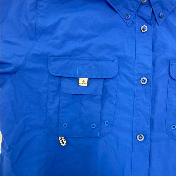 Vibrant Blue Women's Button Down Shirt - Picture 3 of 7